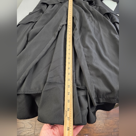 Elegant Black Walk-Through L Ruffle Maxi Wrap Around Skirt With Pants 2018- - Picture 12 of 14